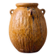Ribbed earthenware jar with loop handles.