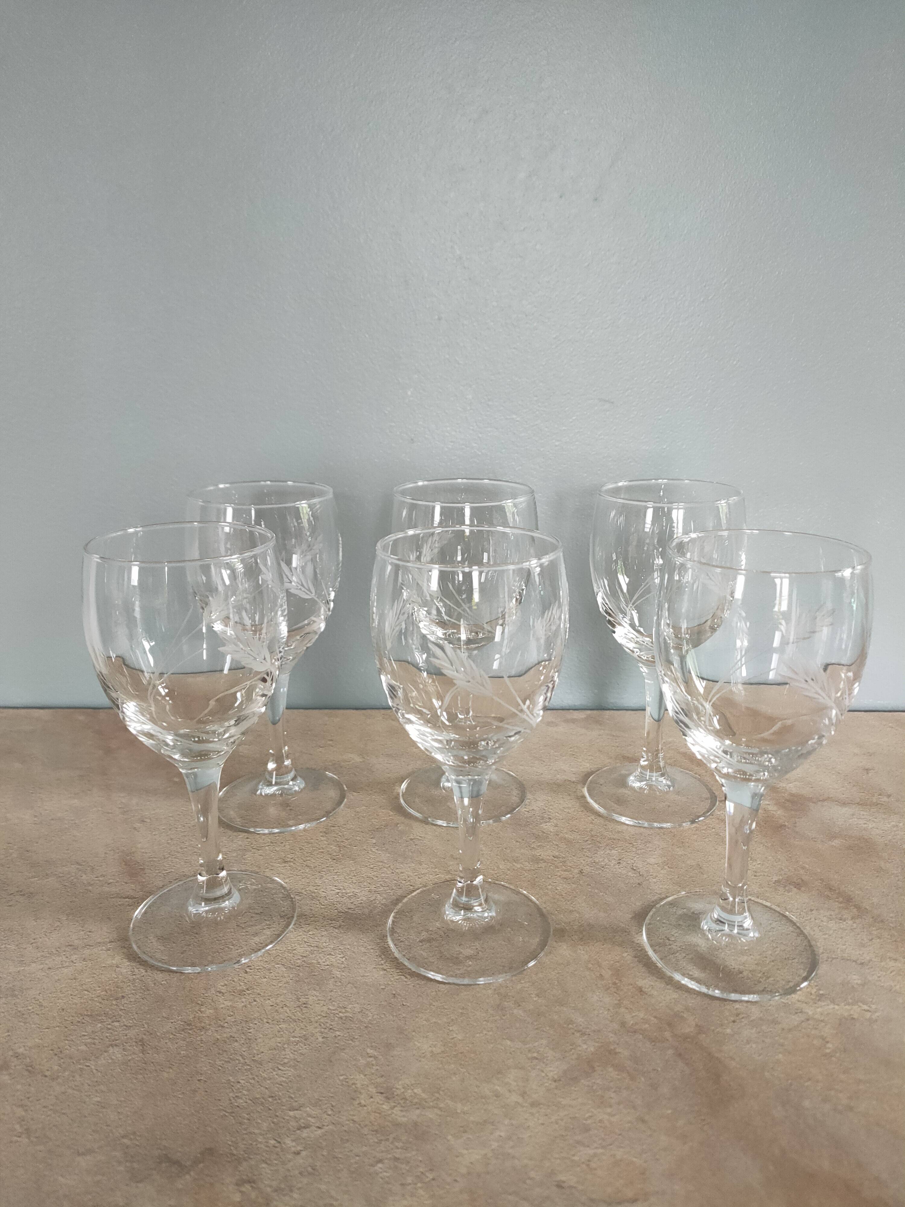 6 ears of wheat wine glasses