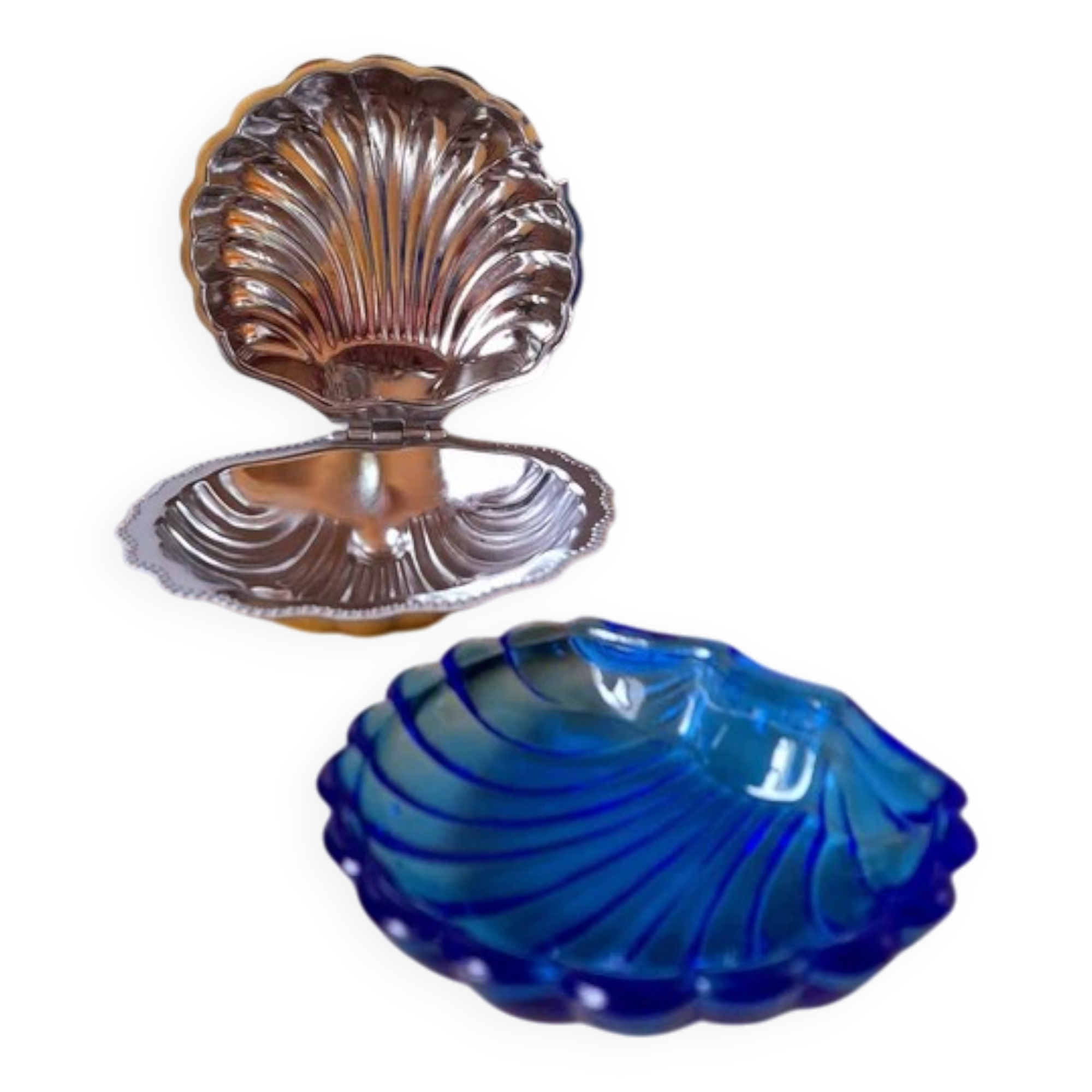 Beurrier coquillage en inox 1970
