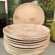 Old flat plate in the shape of saline pink fish baths made in France