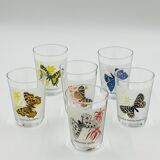 6 vintage butterfly glasses