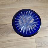 Vintage blue cut crystal bud vase - bohemian craft charm