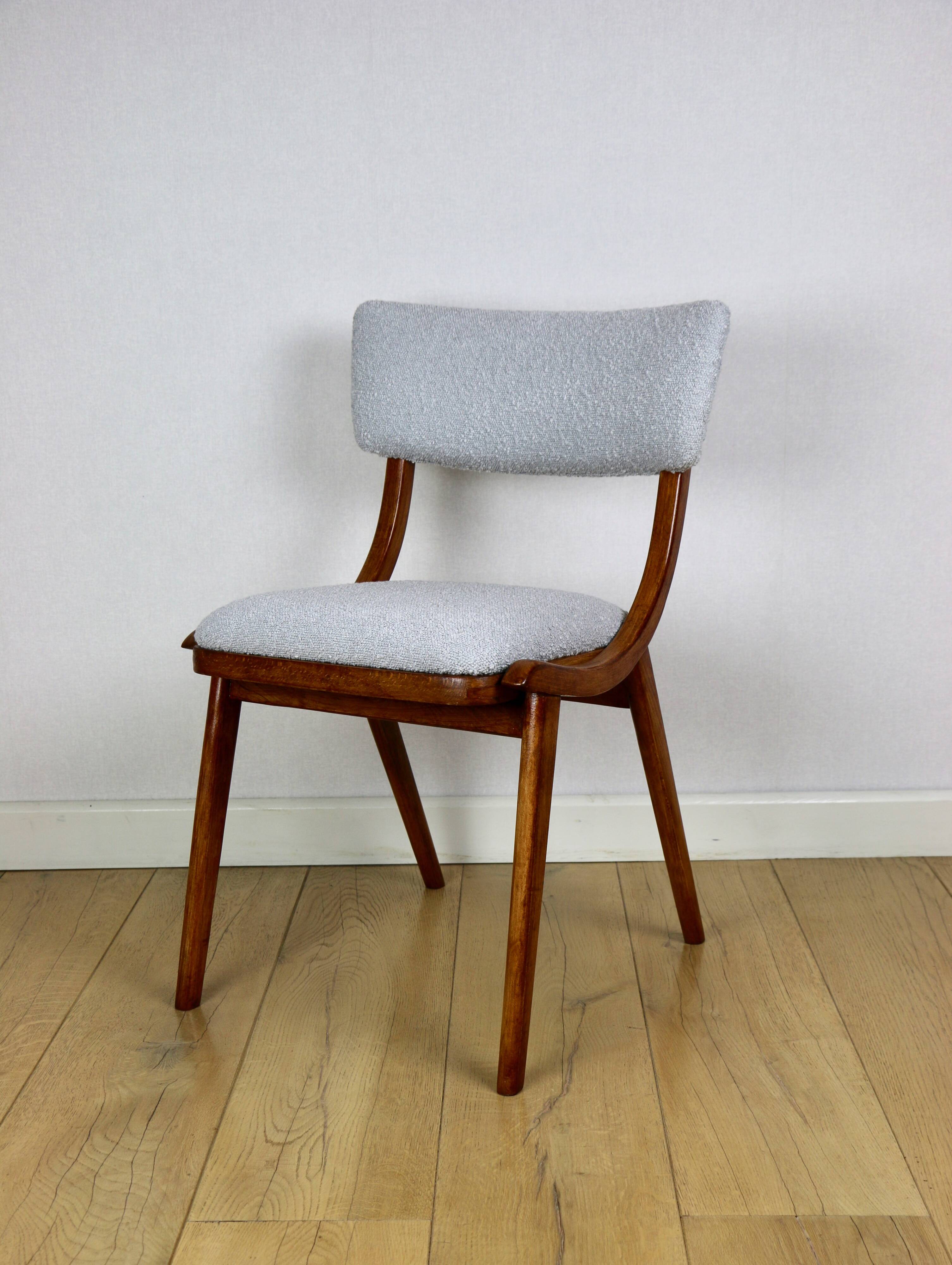 Skoczek chair light blue light grey boucle from the 70s