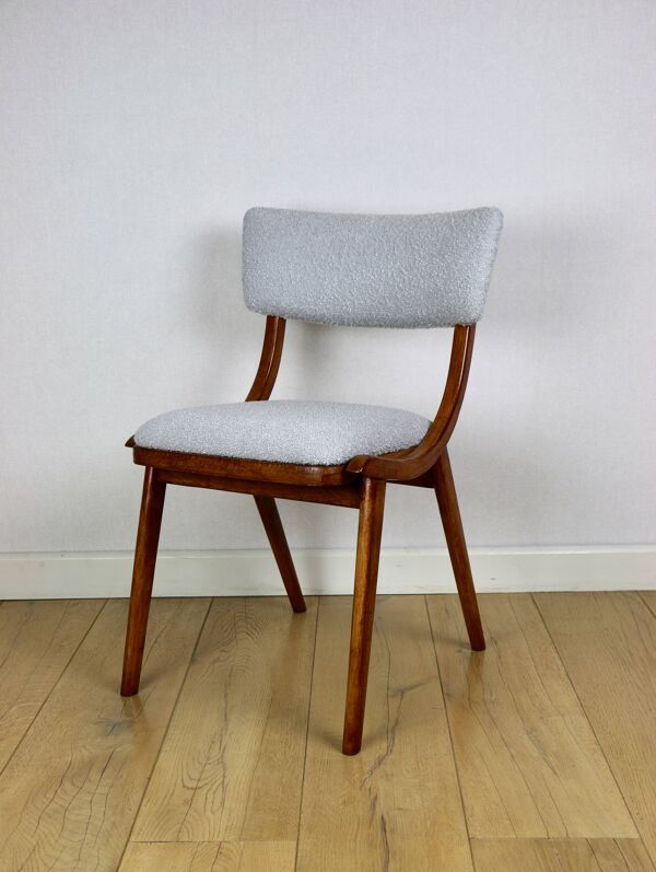 Chaise Skoczek bleu clair gris clair bouclé des années 70