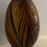 Yellow and black glass vase