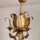 Vintage Hollywood Regency 6 light Chandelier gilded Italy Florence 1950-60