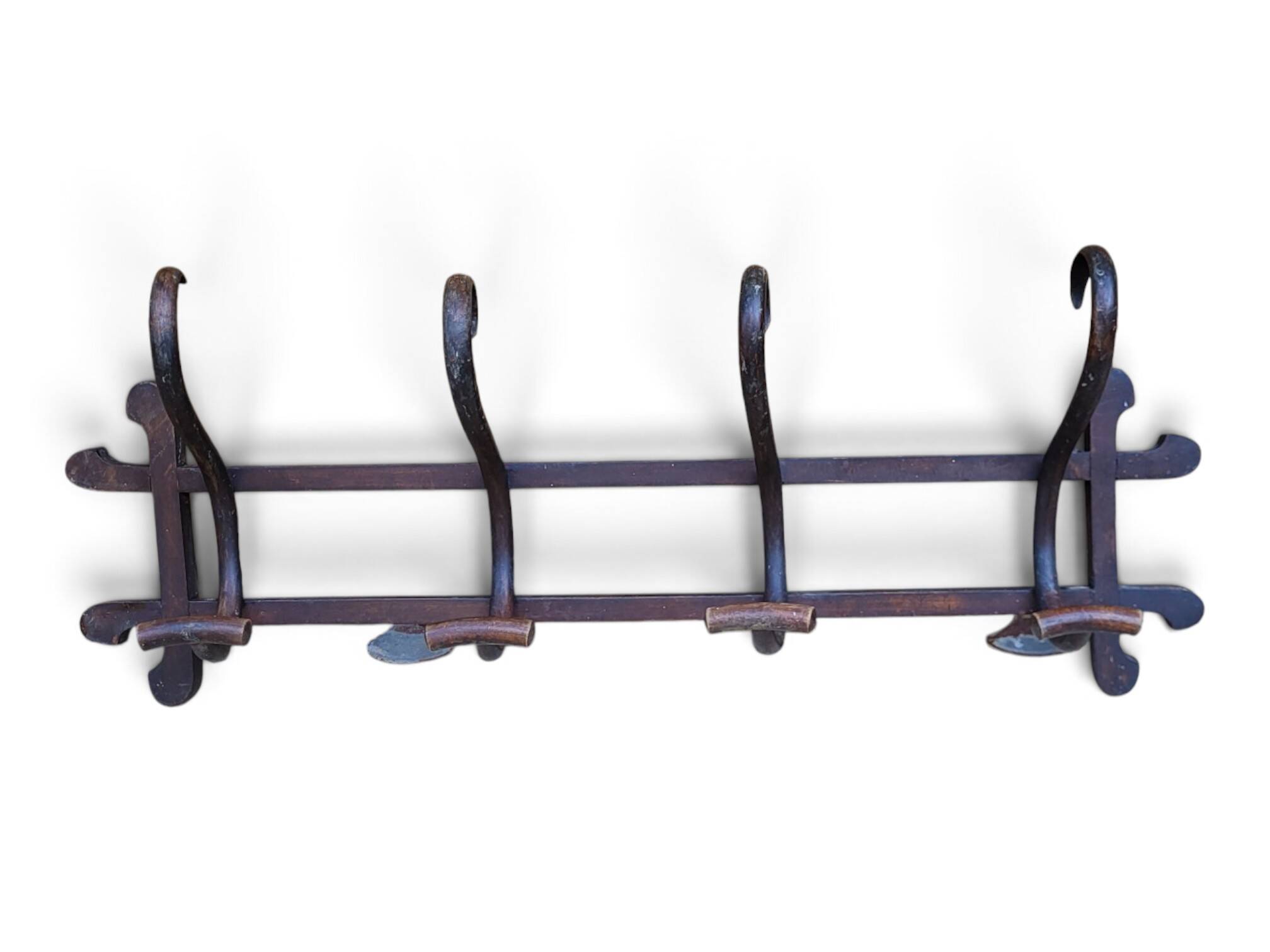 Wall coat rack / 4 hooks in the style of Thonet