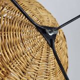Vintage rattan and metal basket 1960's