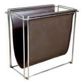Gérard Rignault faux leather and metal magazine rack