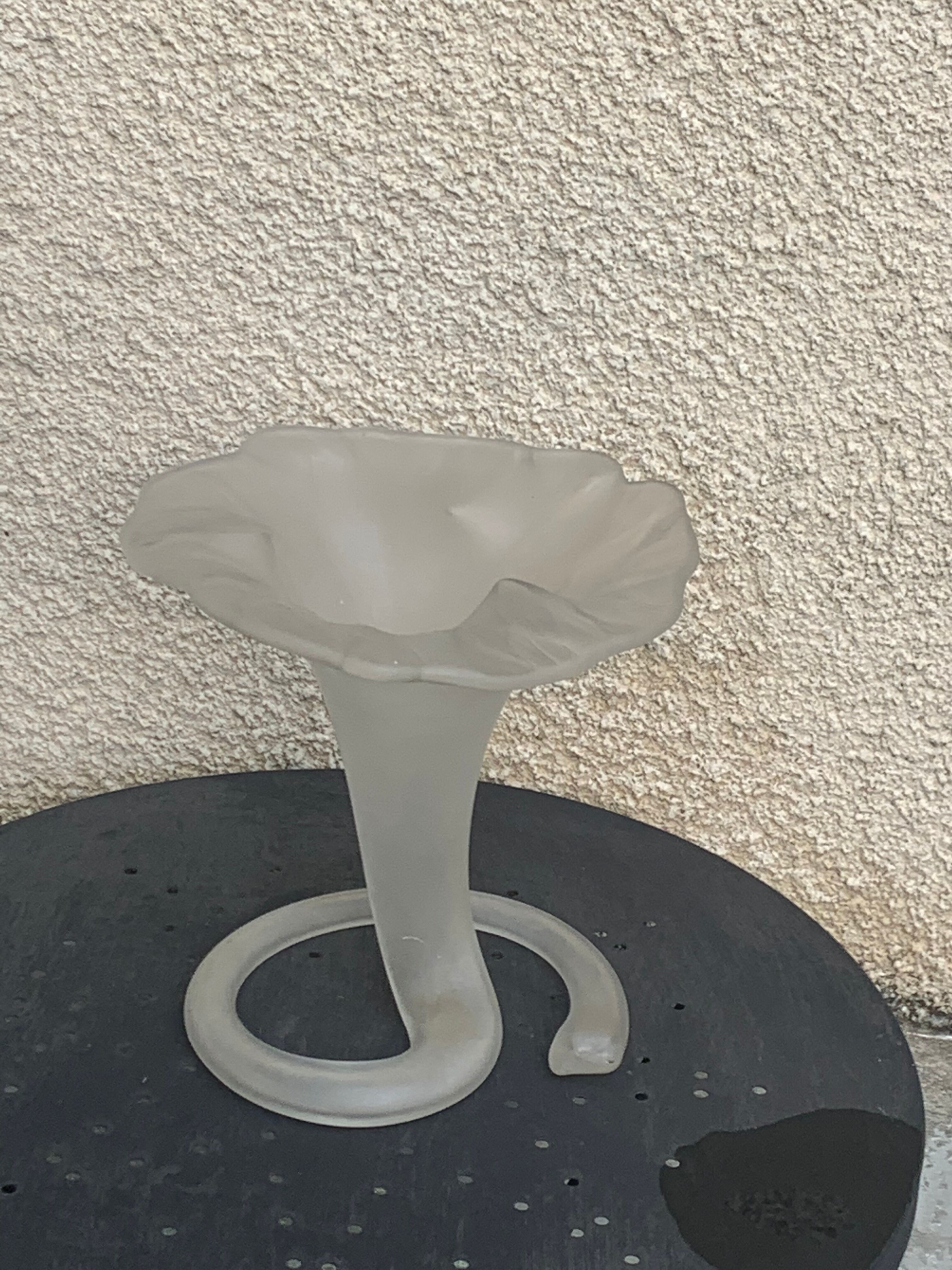 Corolla vase in antique frosted glass