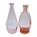 Vintage pink glass bottle vases