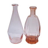 Vintage pink glass bottle vases
