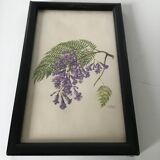 Series of small black wooden frames with an antique engraving signed with fleus. Champetres