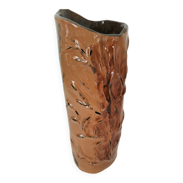 Vase en grès signé LM, style organique, années 70/90