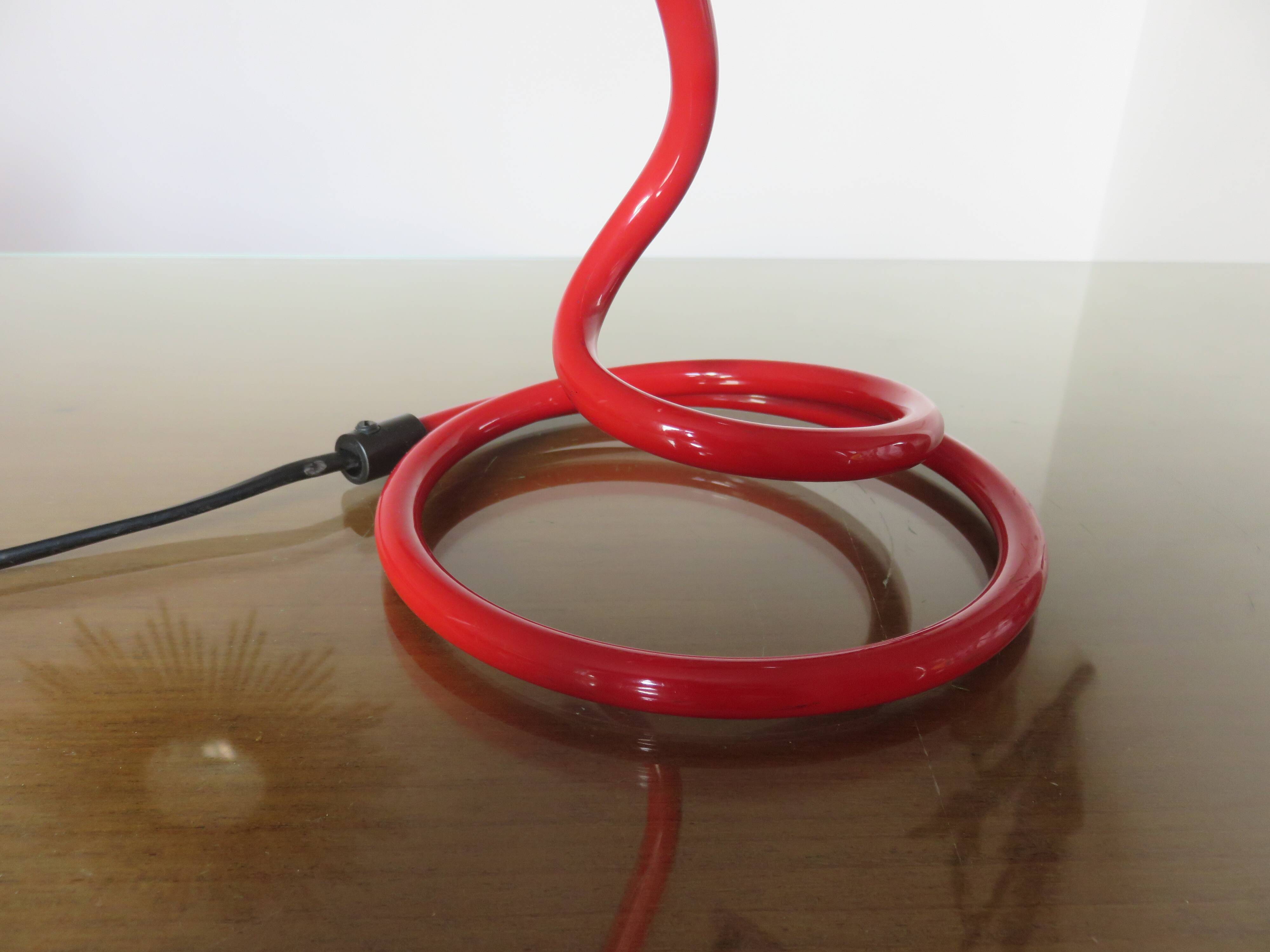 Spiral lamp in primary colours from the 80s Memphis era.