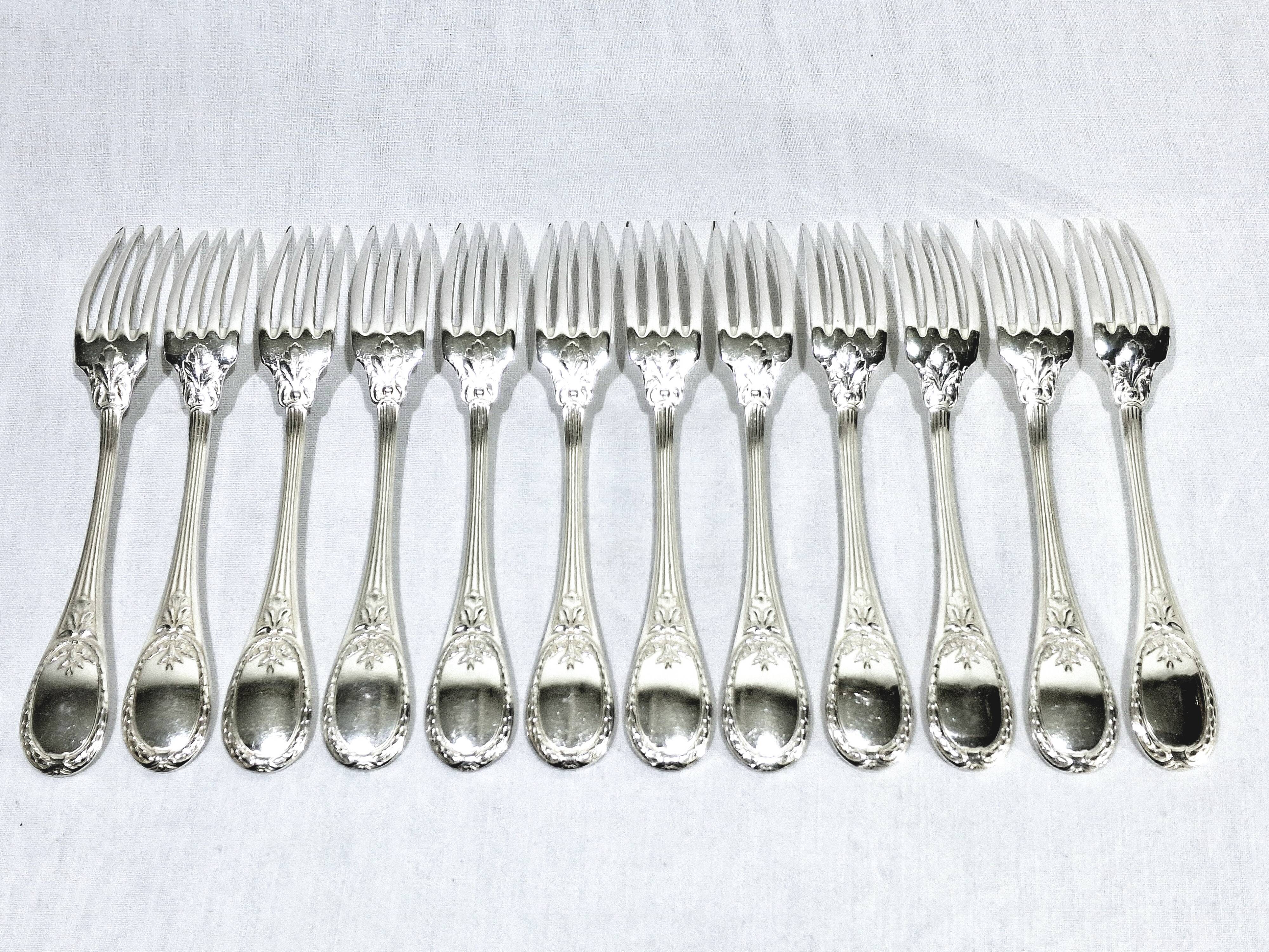 Christofle Cutlery Set - Trianon Model - 155 Pieces, Silver-Plated Metal