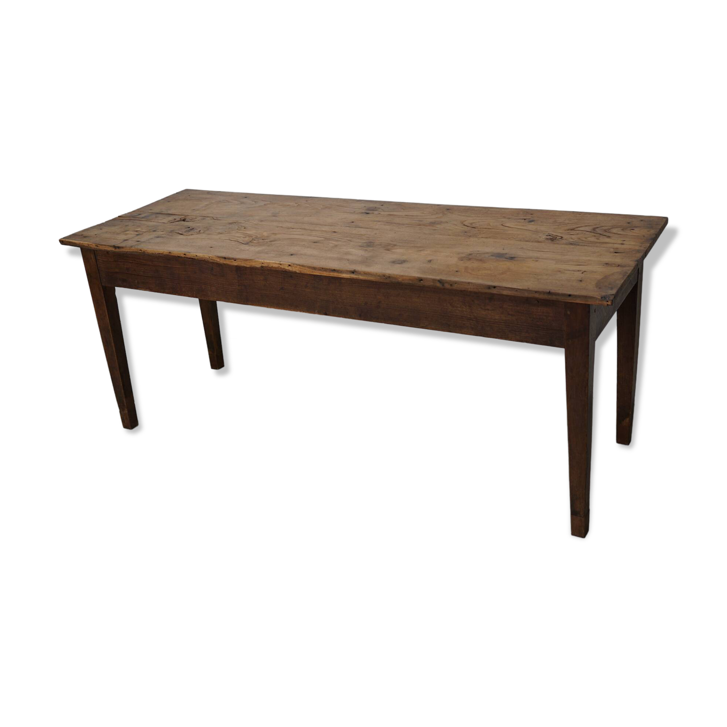 Table à manger rustique française en orme, XIXe siècle