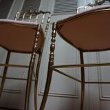 Italian Side Chairs in Golden Brass by Giuseppe Gaetano Descalzi for Chiavari, 1950, Set of 2