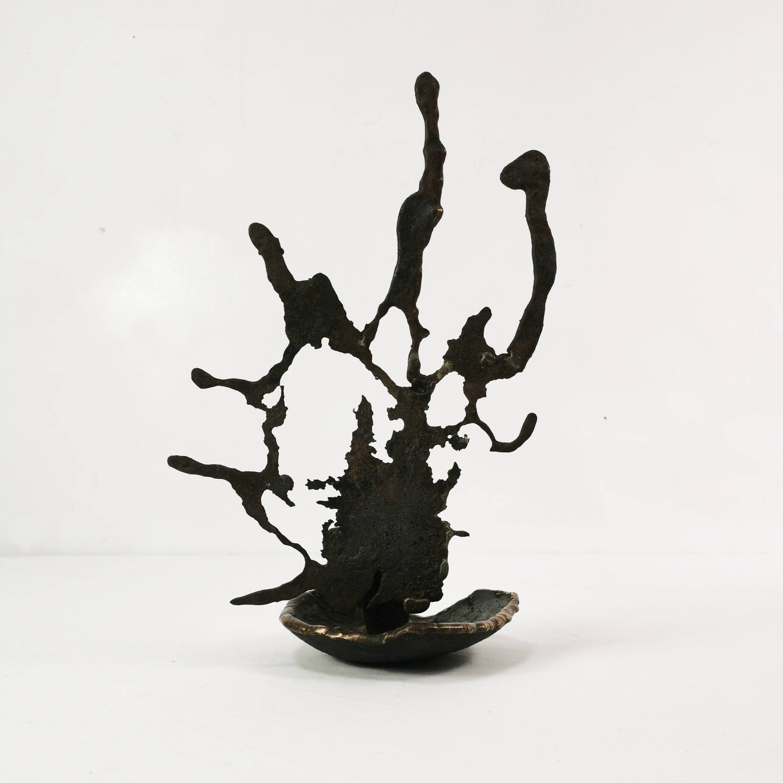 Brutalist cast iron candlestick, Belgium, 1960s.