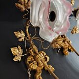 wall lamps golden and purple flowers