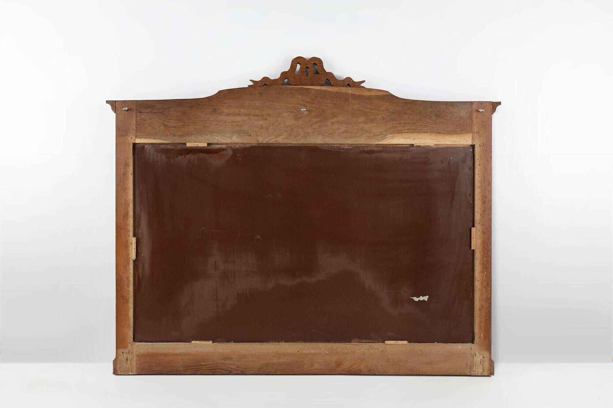 Art Deco Mirror in Oak with Carved Decorations and Facet Cut Mirror, 1930s