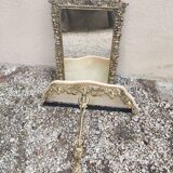 Bronze and brass mirror with wall console 57 x 32