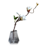 Textured glass button vase in mid-century brutalist style.