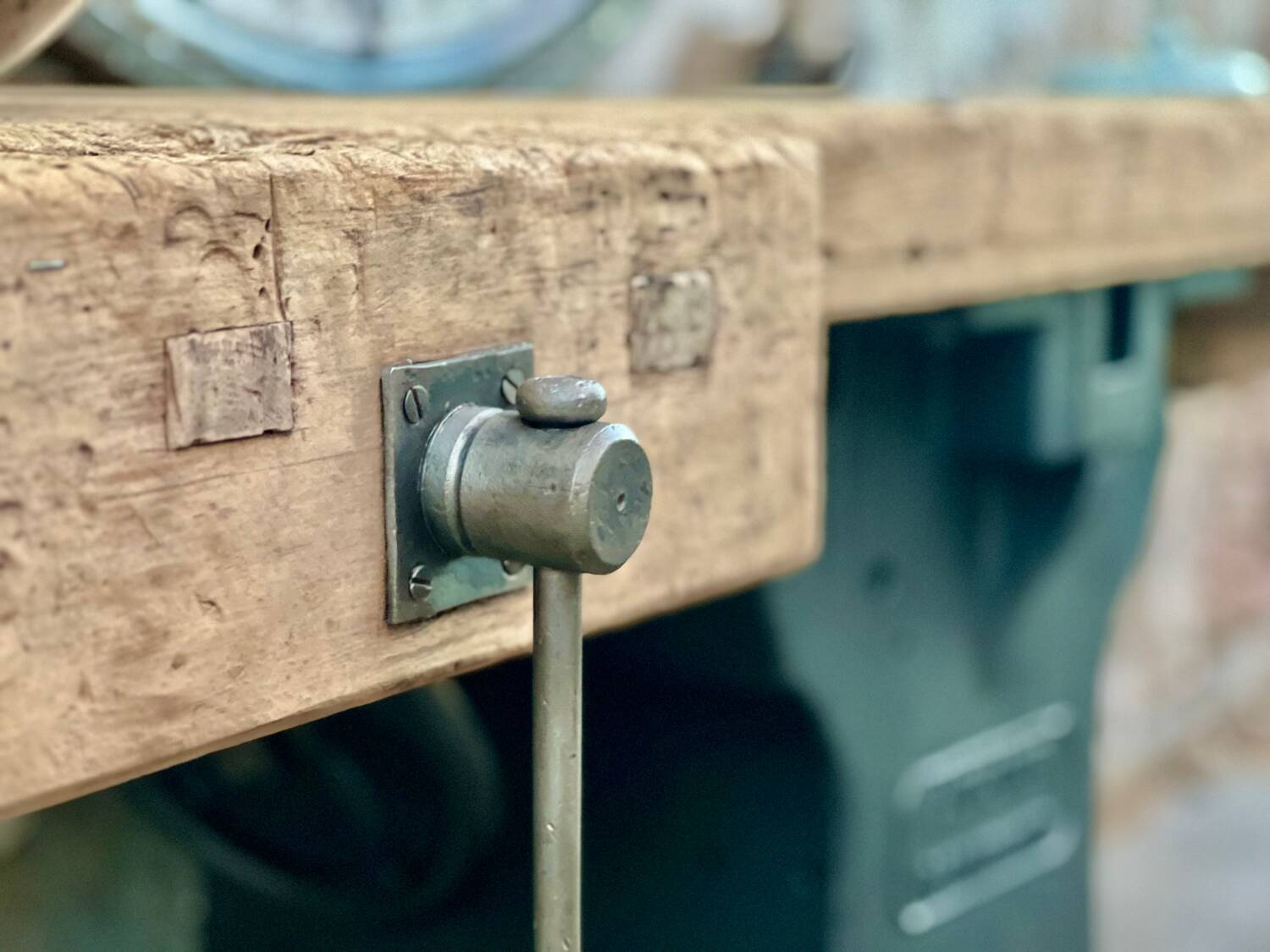 Industrial workbench with cast iron base