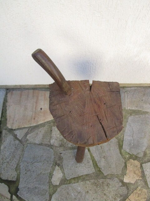 Antique wooden milking stool
