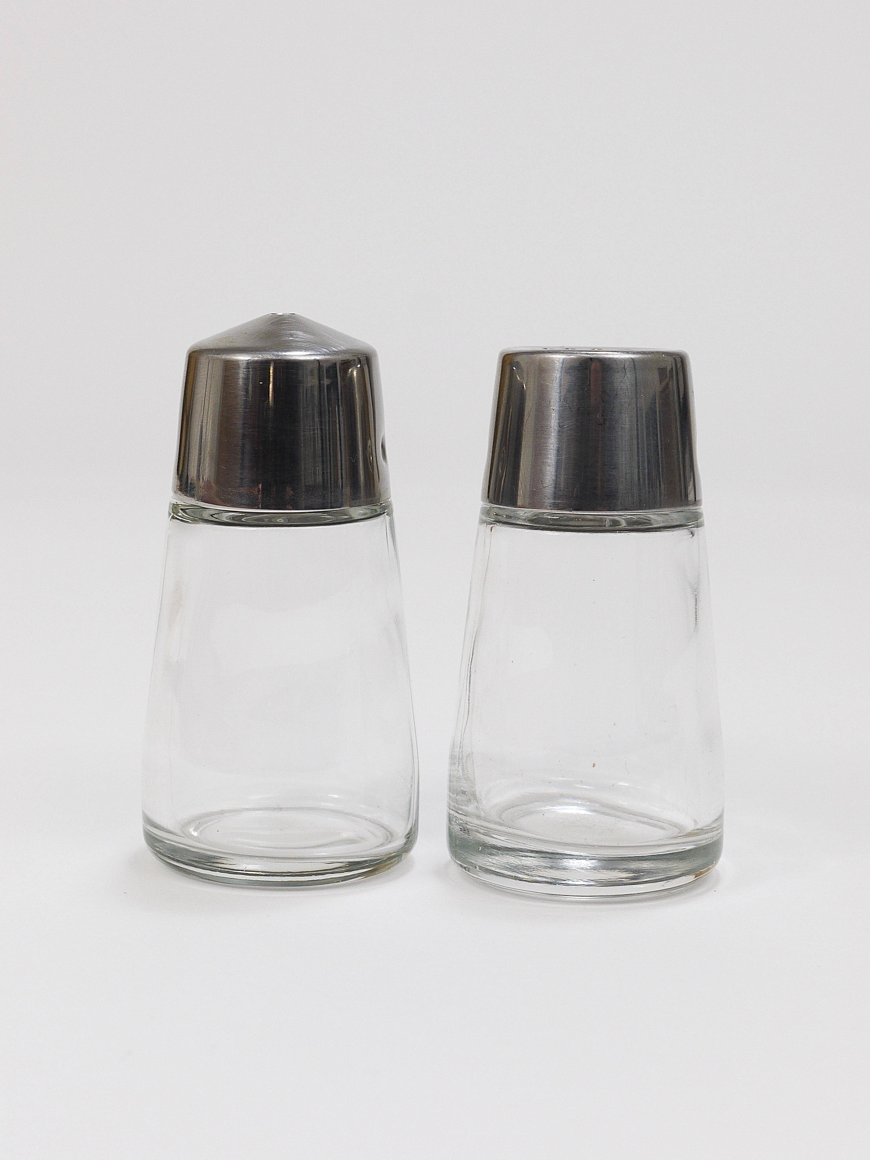 Set of condiments Marianne Denzel salt and pepper, Berndorf, Austria, 1960s
