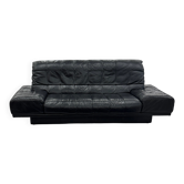 Vintage 3-seater sofa in black leather Rolf Benz RB 3400, 1980s.