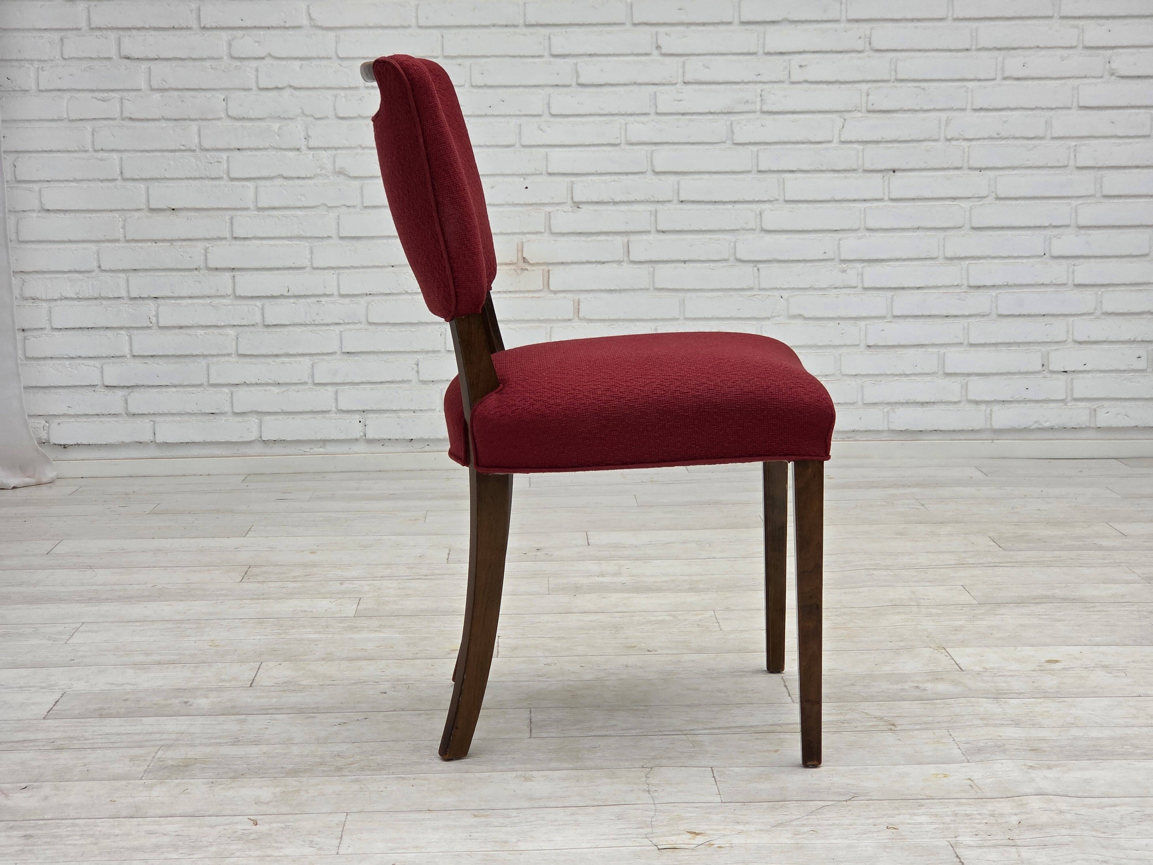 1960s, set of 6 pcs Danish dining chairs by Slagelse Møbelværk, wool.