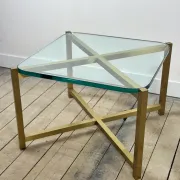 Pair of Italian brass and glass side tables from the 1970s.