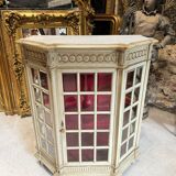 Napoleon III Period Display Cabinet in Painted Wood with Beveled Tiles in Louis XVI Style