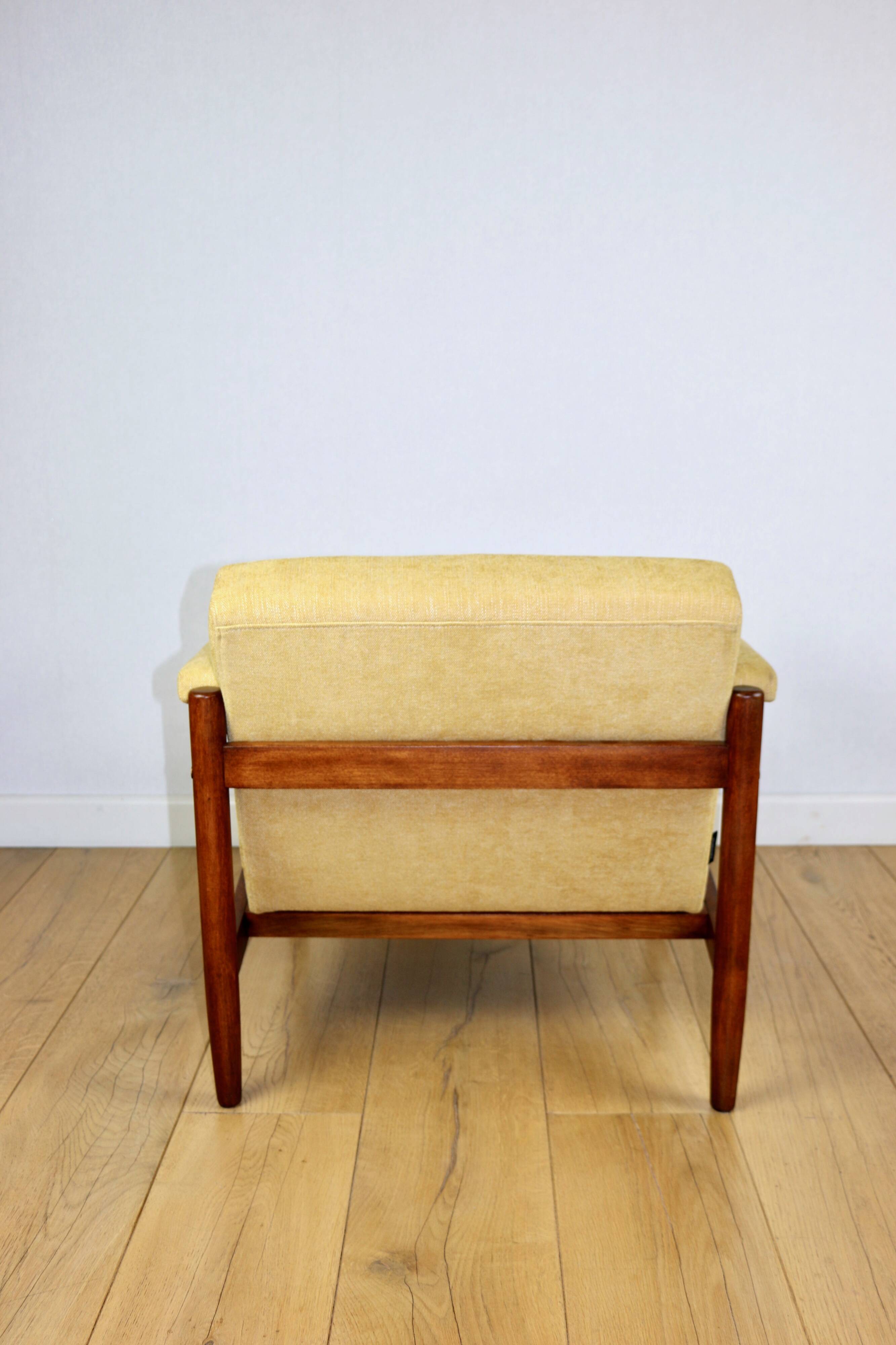 Classic PRL vintage loft armchair 70s yellow cream gold
