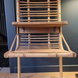Vintage bamboo and rattan wall shelf