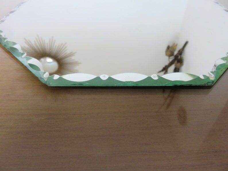 Beveled octagonal mirror 40s 50s 31x31cm