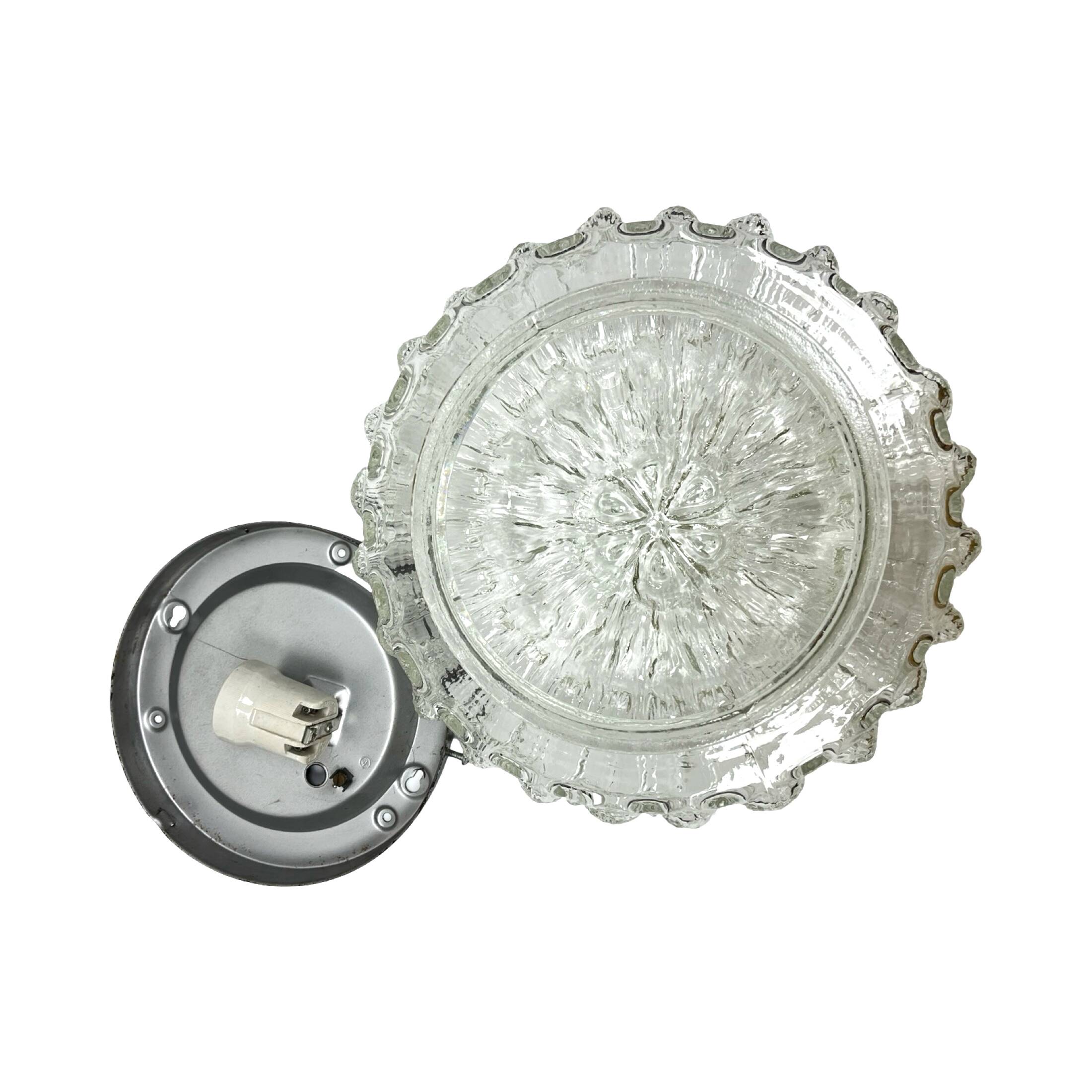 Crystal Ceiling Lamp, Wall Lamp RZB 32310 Floral Motif / Ice Glass, Germany