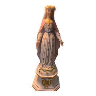 Virgin and snake statuette in biscuit porcelain