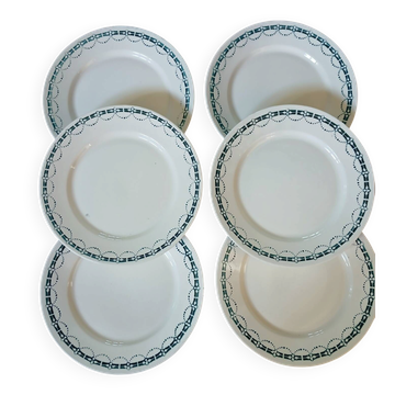 6 antique flat plates in ironstone