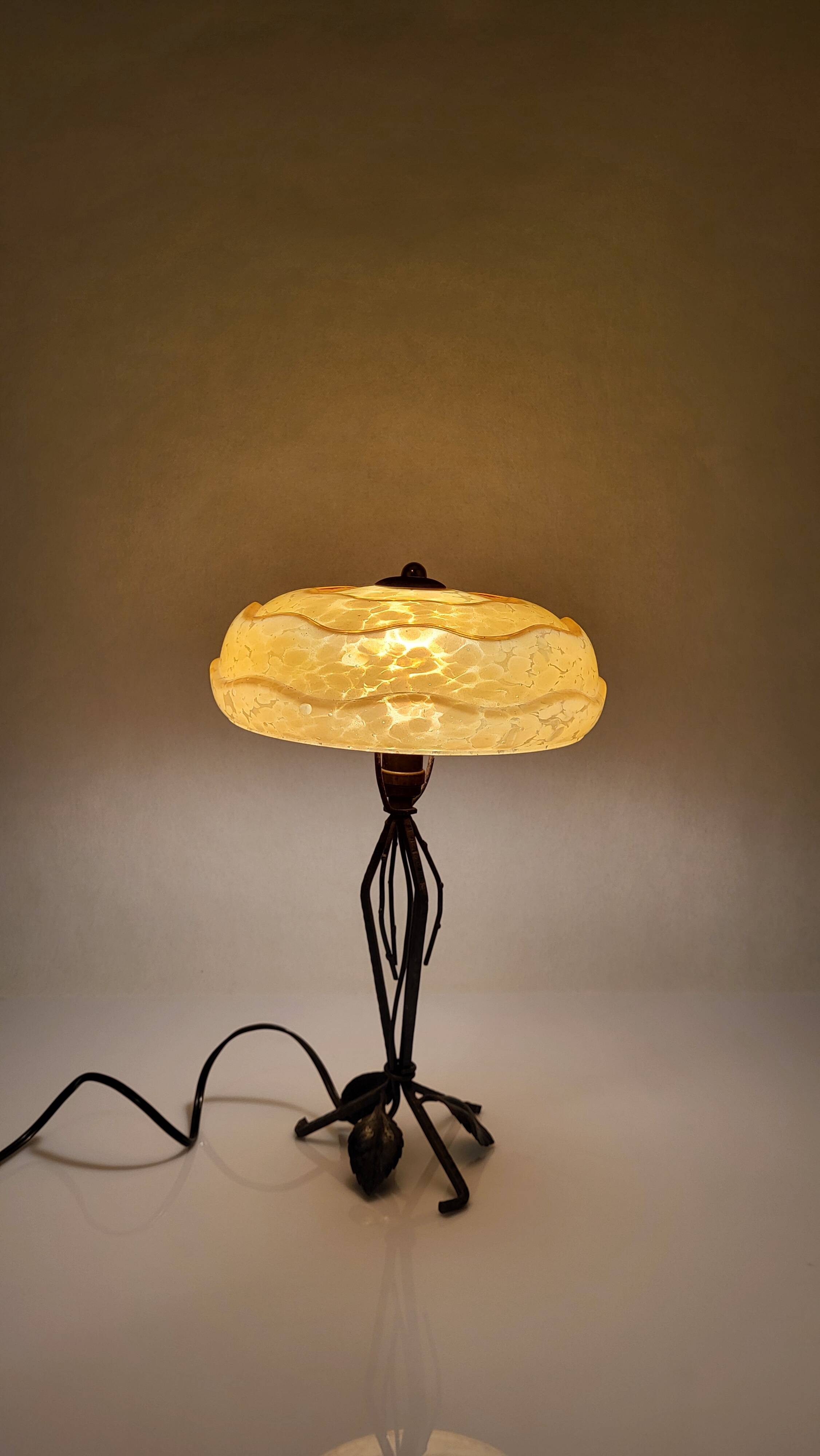 Art Nouveau wrought iron lamp