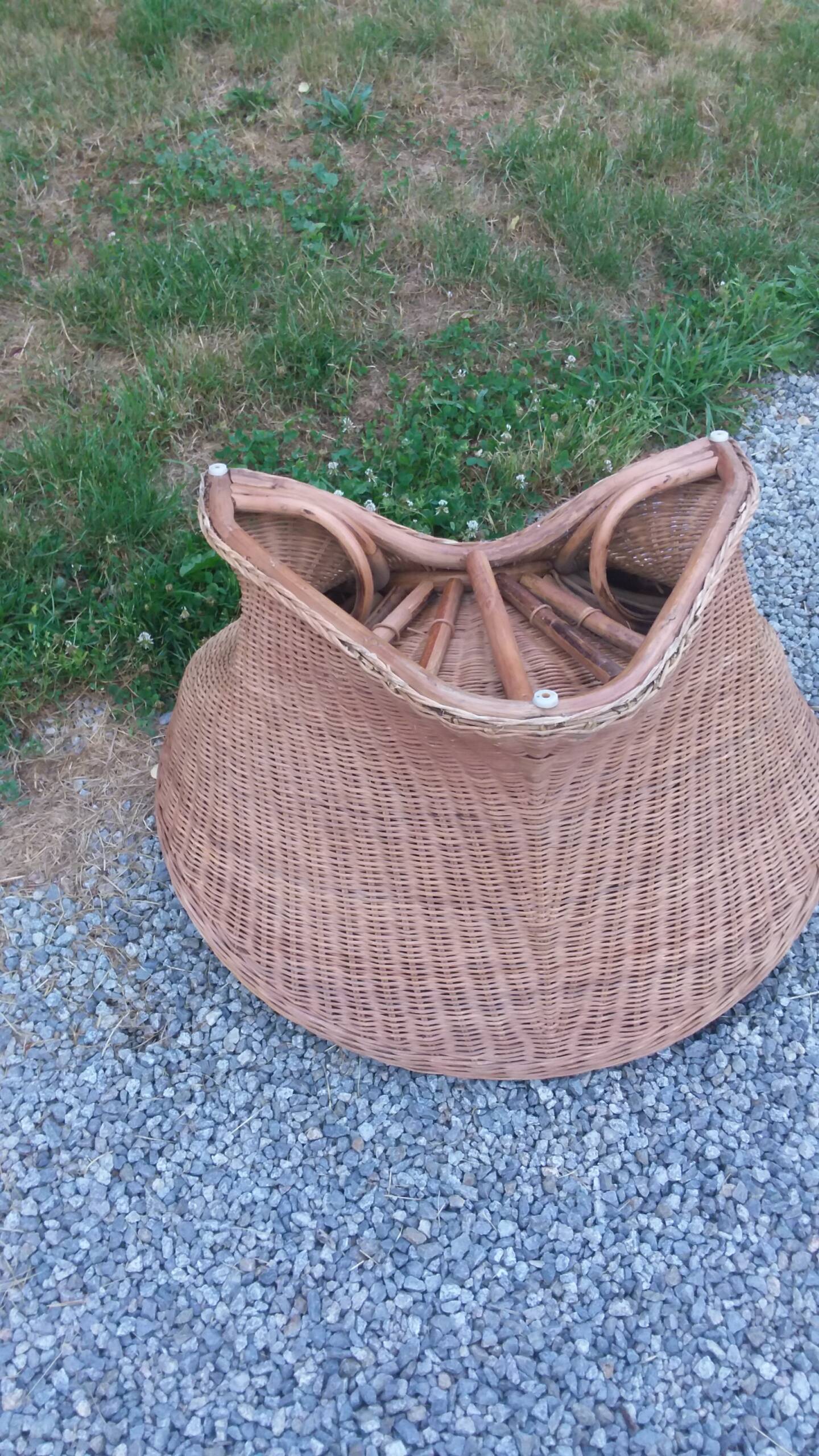 Rattan armchair and rattan coffee table from the 70s