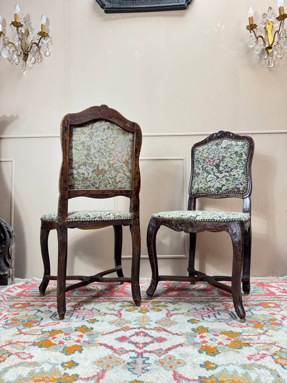 Armand henry pair of natural wood chairs stamped from the regency period
