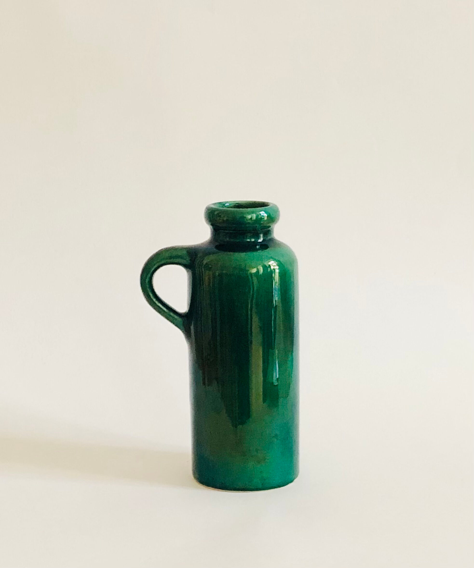 Soliflore vase in iridescent green ceramic West Germany
