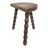 Vintage tripod stool in solid wood beaded legs