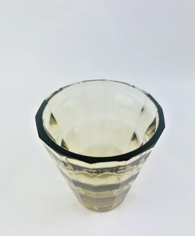 Ellis Berg for Kosta Boda, cut smoky crystal vase, Sweden, 1930