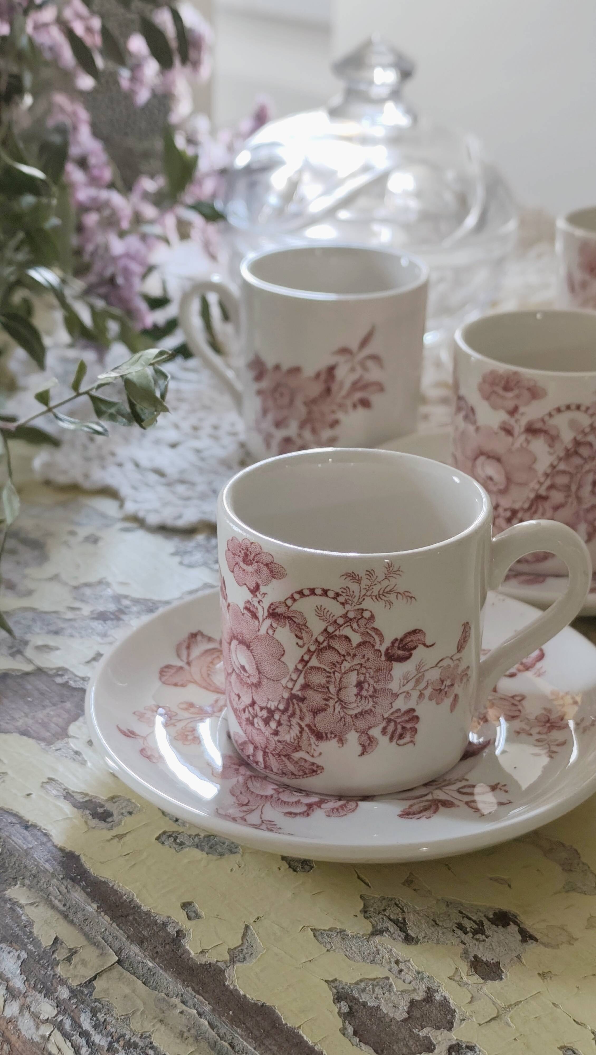 Vintage Coffee Set - 6 Cups and 6 Saucers - Crown Devon Brand