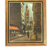 Tableau Grande huile sur toile d'une rue