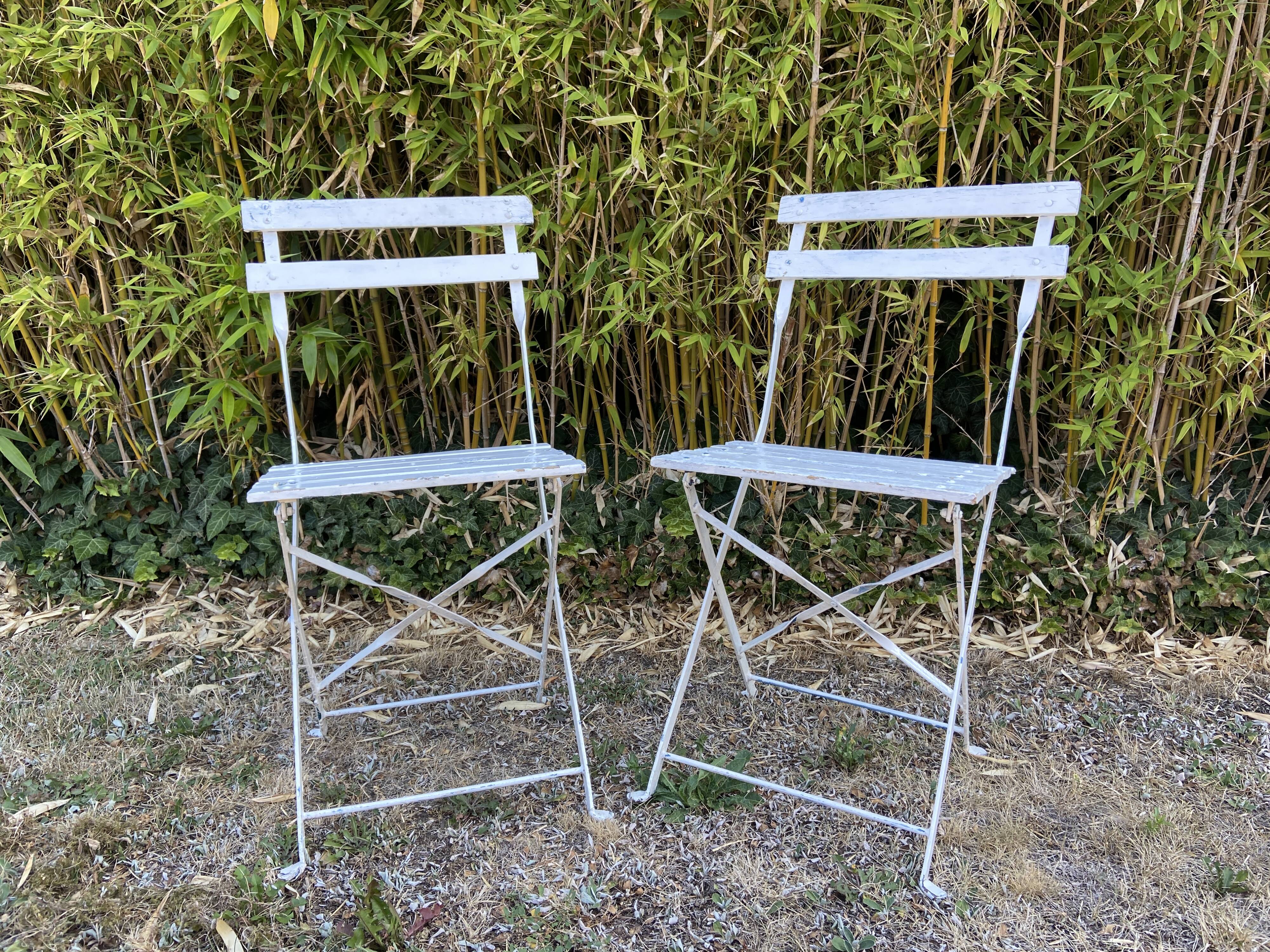 2 Folding metal bistro chairs for brasserie, beer, café, terrace, Brasserie