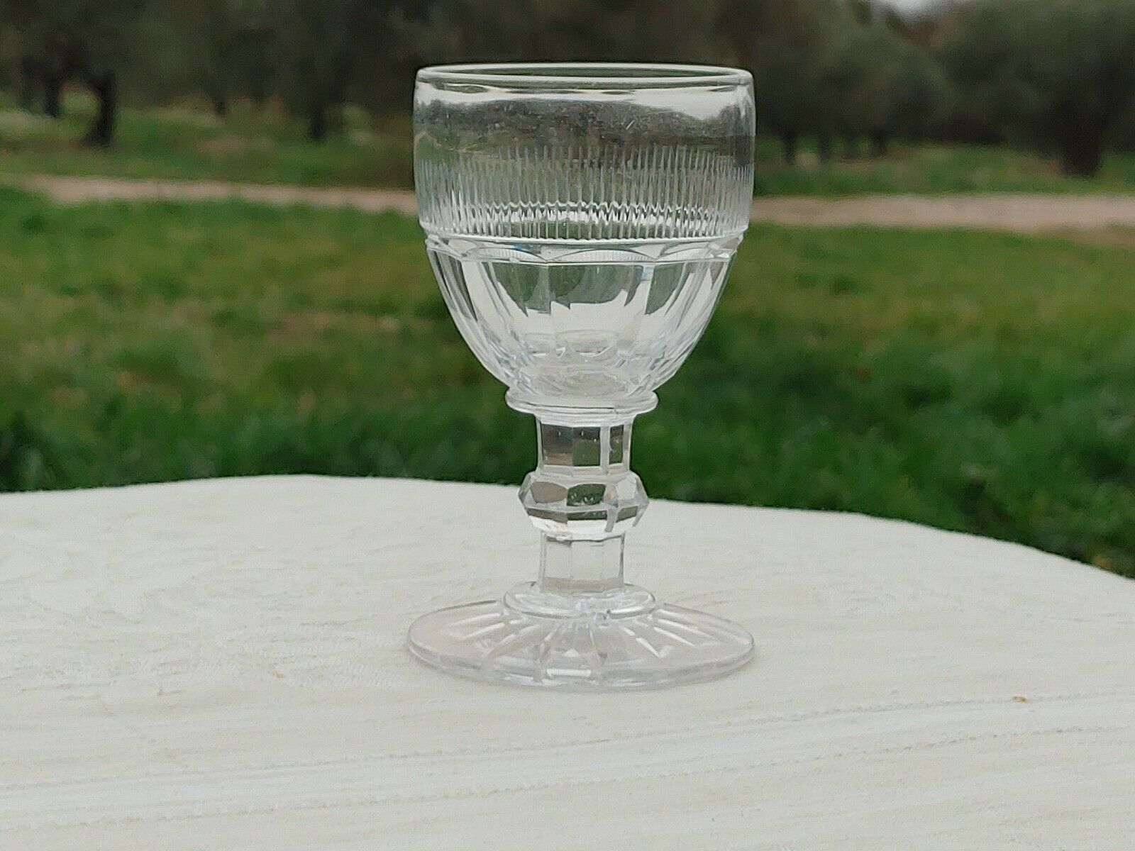 Saint Louis White wine glass or port Crystal cut Trianon circa 1840